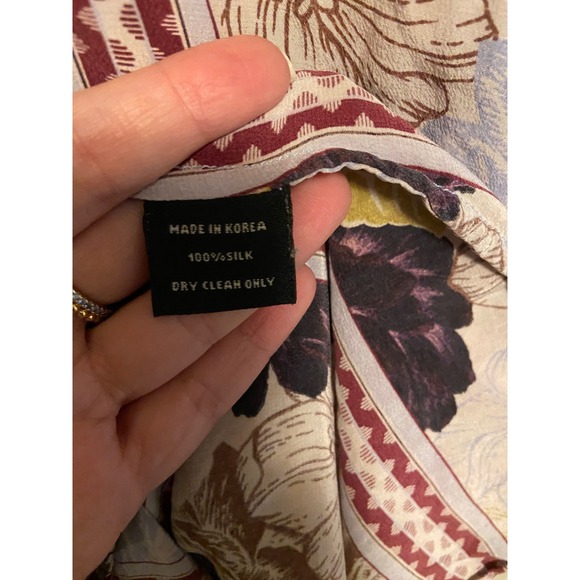 SUNO Floral Print Silk V Neck Short Sleeve Drawstring Waist Dress Womens Size 8 - Picture 6 of 7